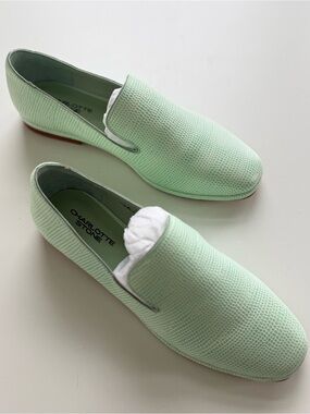 Charlotte Stone Pistachio Lilith (Mint Green)Textured Loafers
